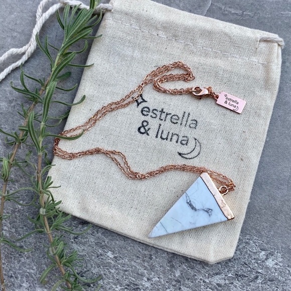 Estrella & Luna Jewelry - Rose Gold Dipped Boho Marble Pendant